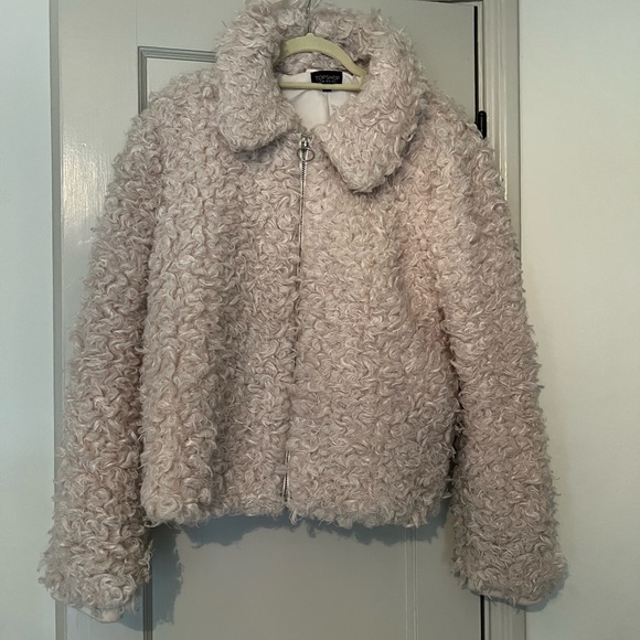 Topshop Brand Faux Fur Shearling Sherpa Cream Coat Jacket  US 14/Eur 46/UK 18 - Picture 3 of 7